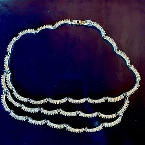 Vintage Bogoff triple tier rhodium plate rhinestone choker